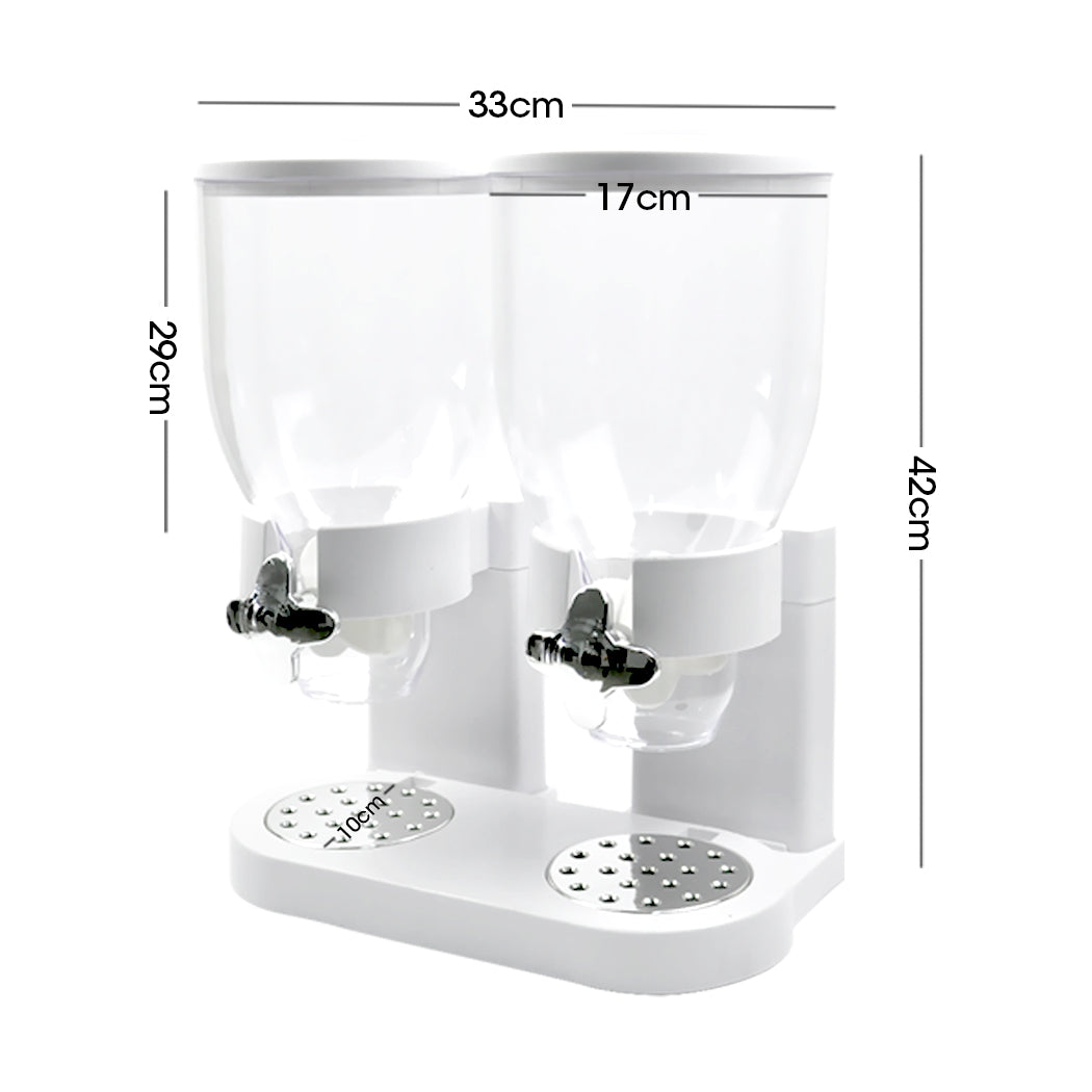 TOQUE Double Cereal Dispenser Dry Food White-1910113169121087490