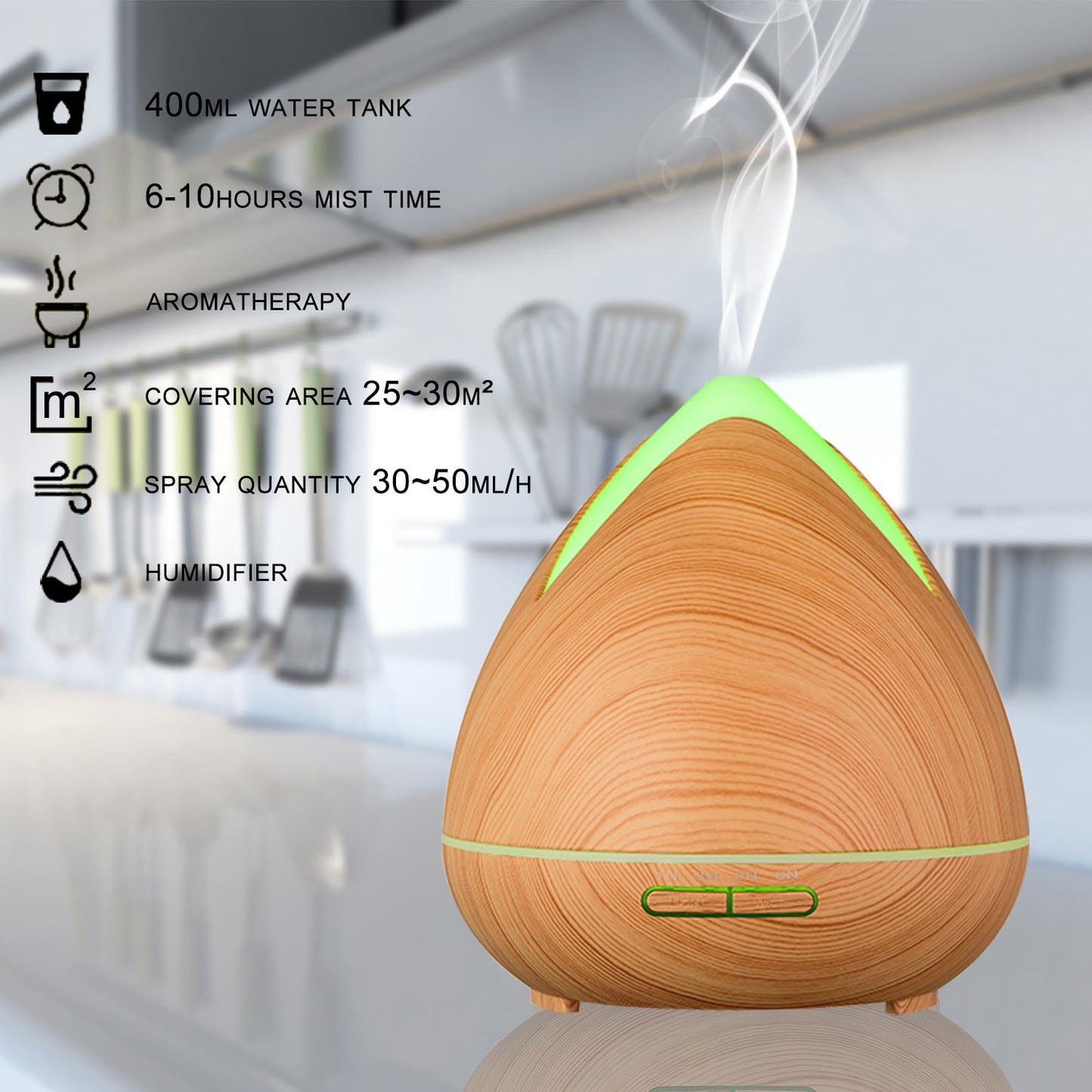 PureSpa Ultrasonic Diffuser - Light Wood-1927503844116402179