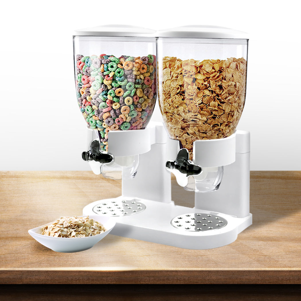 TOQUE Double Cereal Dispenser Dry Food White-1910113169121087495