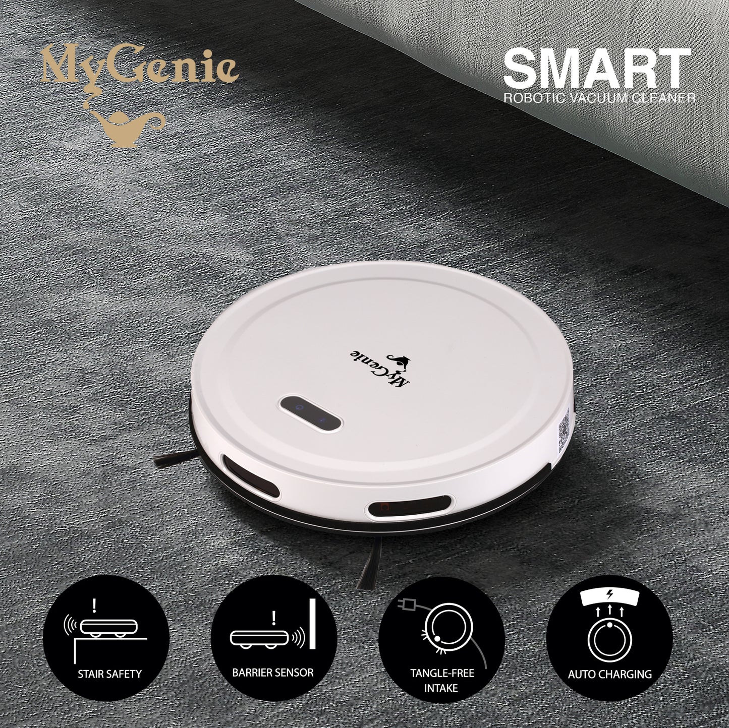 MyGenie Smart Robotic Vacuum Cleaner - White-1927503846259691520