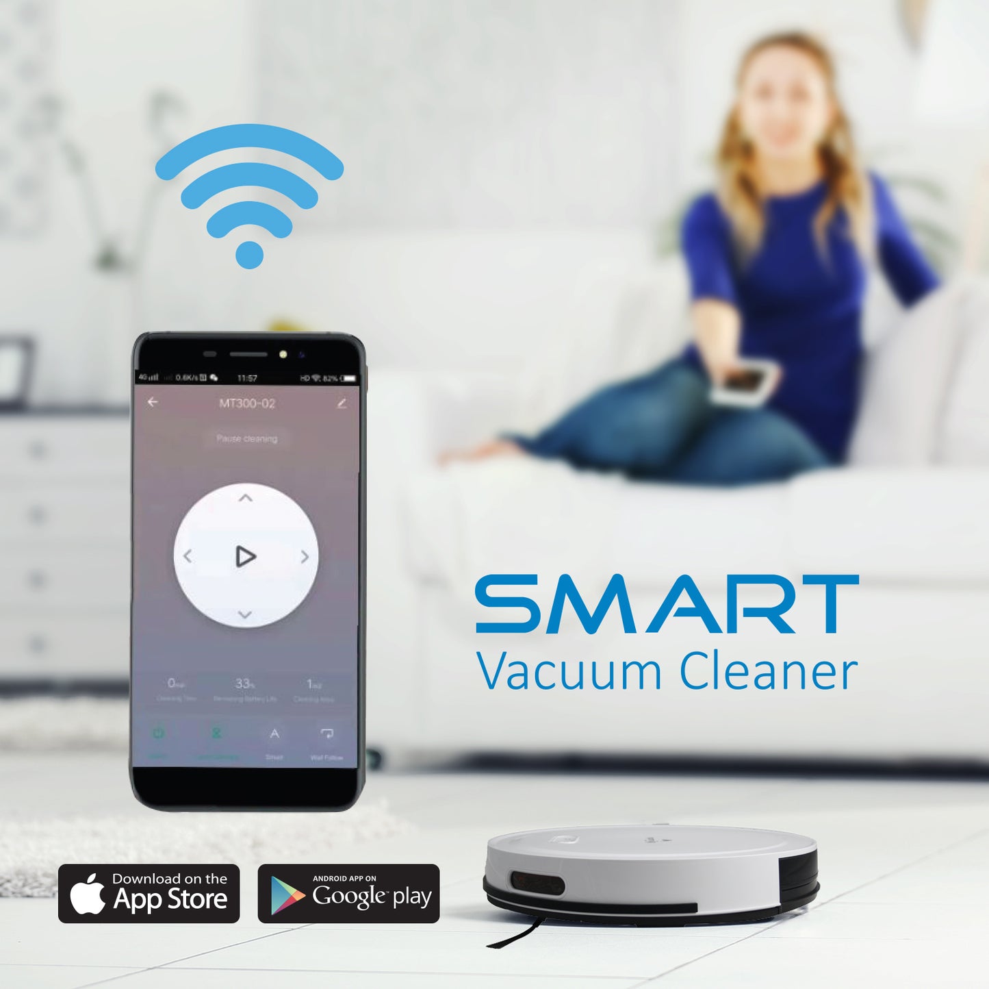MyGenie Smart Robotic Vacuum Cleaner - White-1927503846259691522