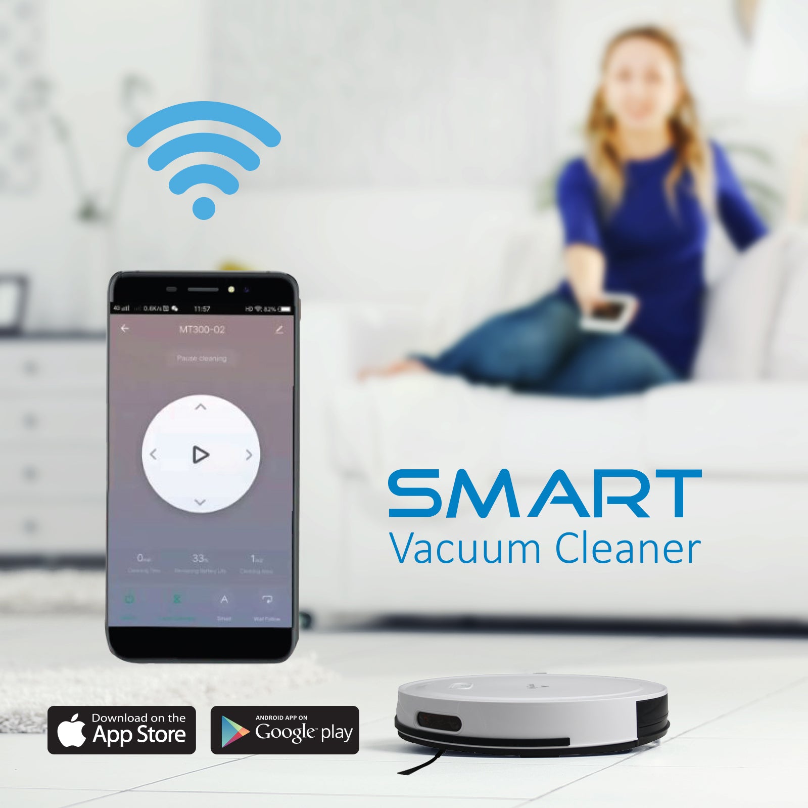 MyGenie Smart Robotic Vacuum Cleaner - White-1927503846259691522