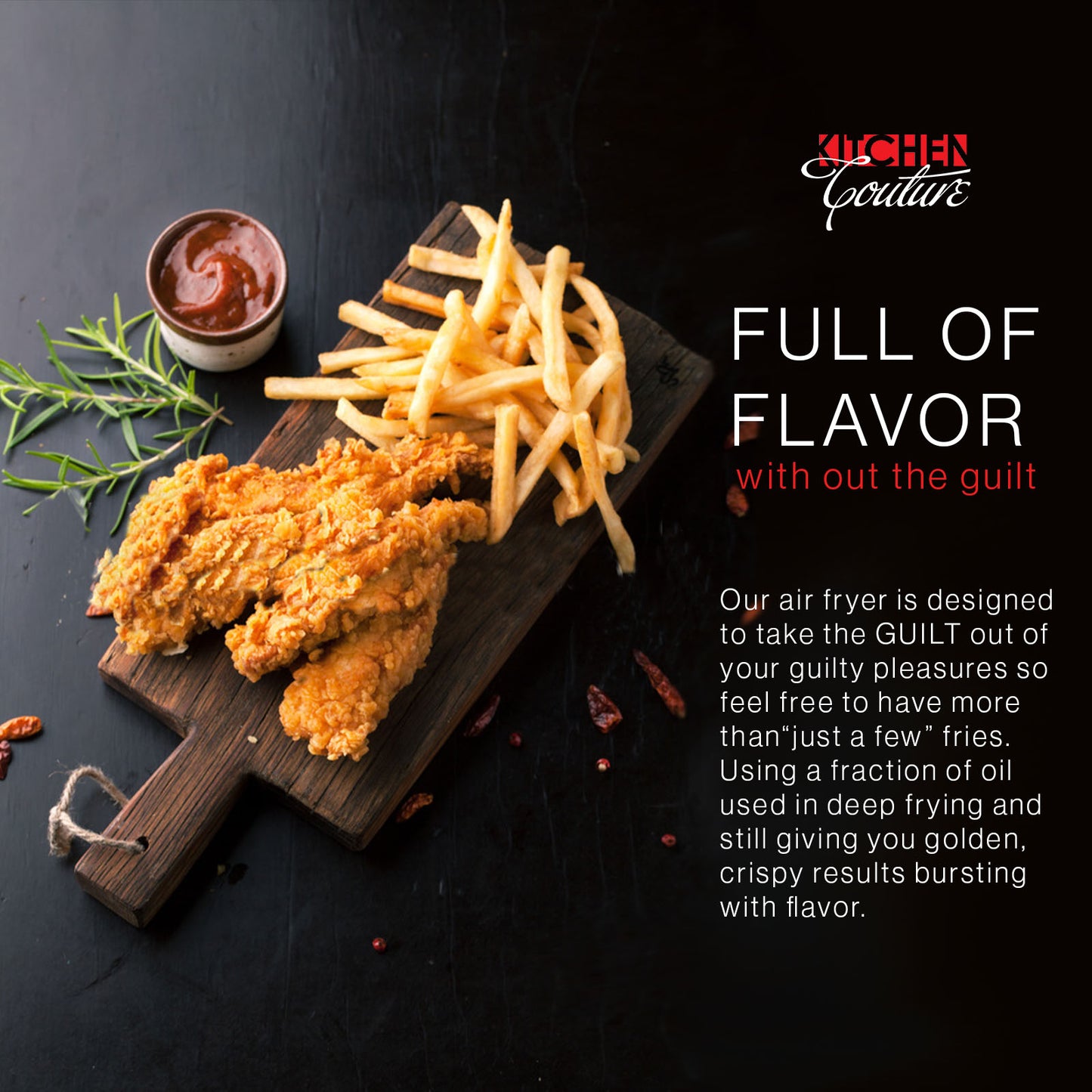 Kitchen Couture 3.4L Air Fryer Colour: Black-1927503841830506500