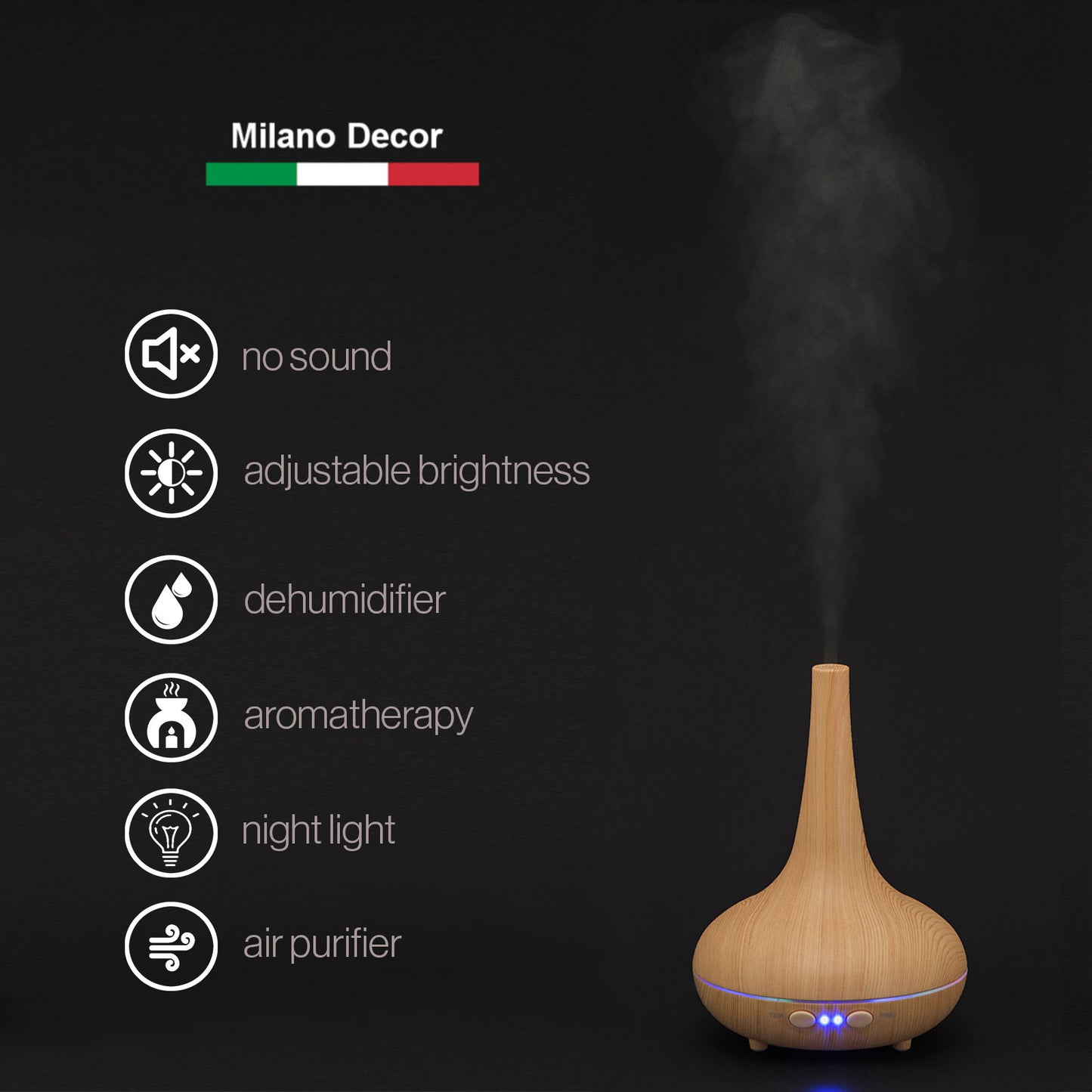 Milano Decor Ultrasonic Aroma Diffuser - Light Wood Grain-1927503843168489475