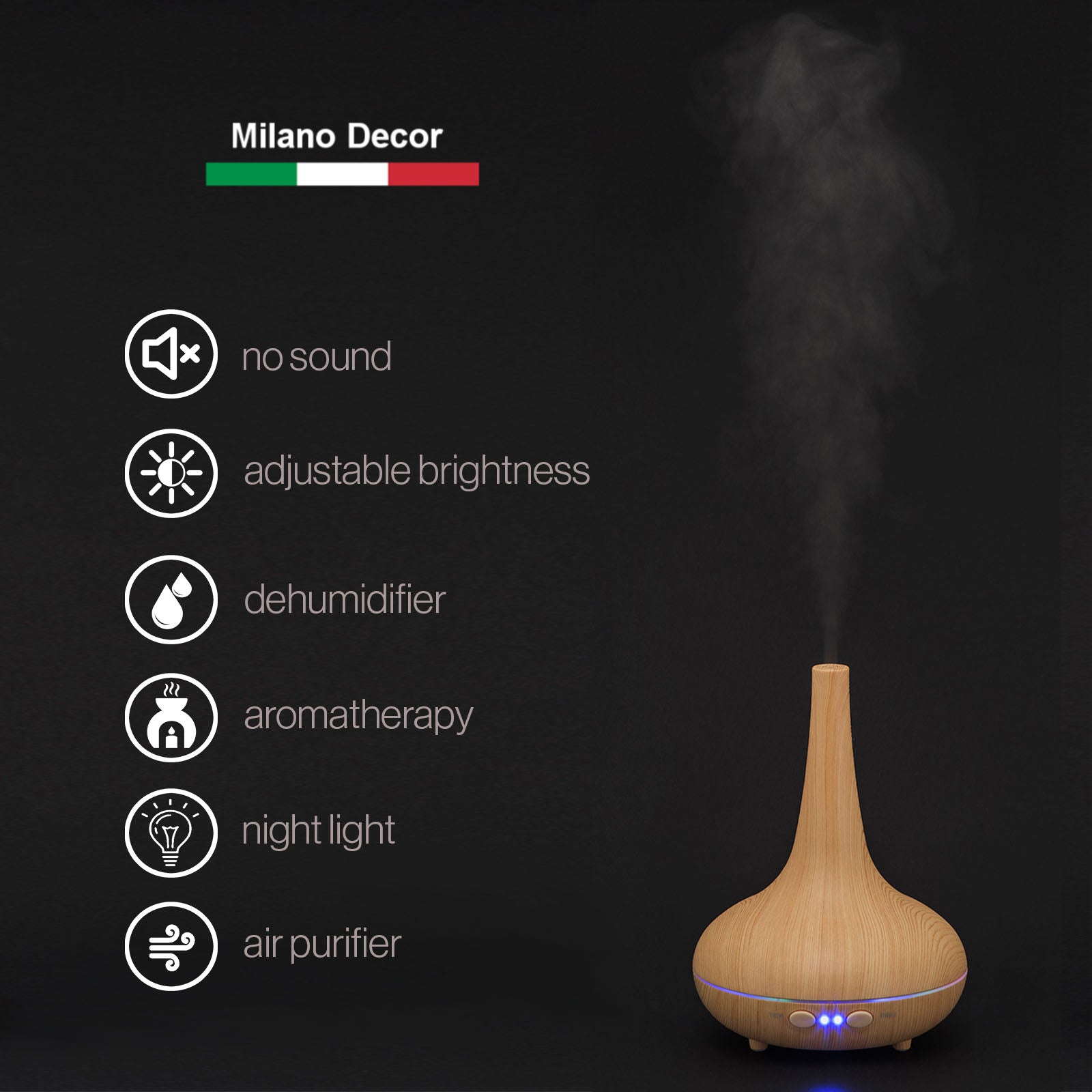 Milano Decor Ultrasonic Aroma Diffuser - Light Wood Grain-1927503843168489475