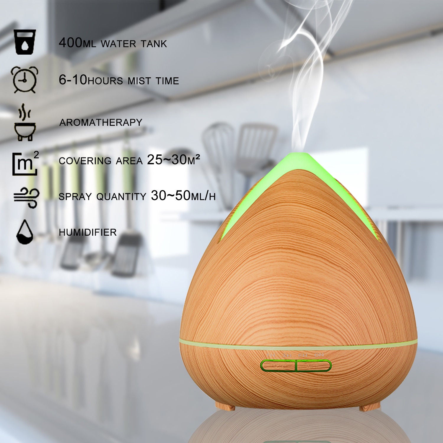 PureSpa Ultrasonic Diffuser  - Light Wood-1927503844116402179