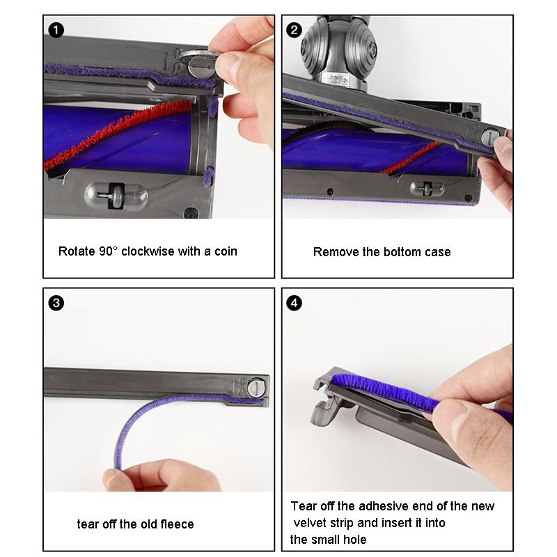 4Pcs Soft Plush Strips Vacuum Cleaner Replacement Parts For Dyson V8 V10-1922443407888879620